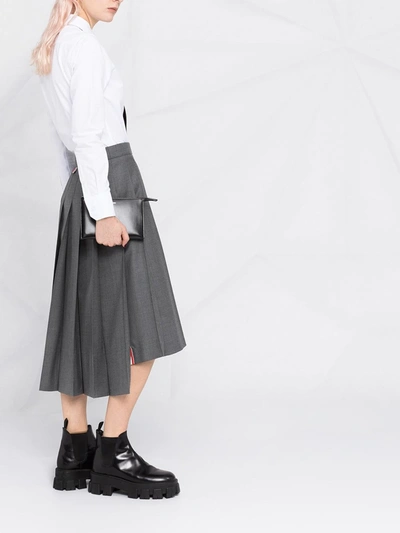 Thom Browne Medium Grey School Uniform Plain Weave Below-the-knee Pleated Skirt In Grau