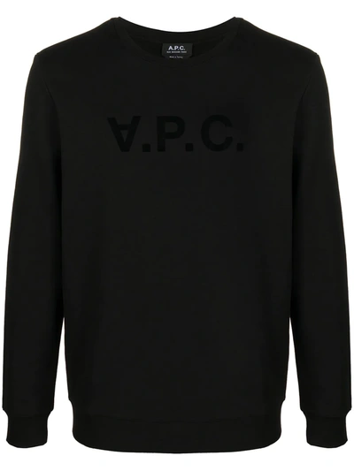 Shop Apc Logo-print Crew Neck Sweatshirt In Black