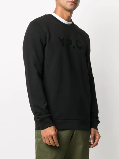 Shop Apc Logo-print Crew Neck Sweatshirt In Black