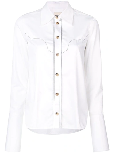 Shop Khaite Contrast Stitch Shirt In White