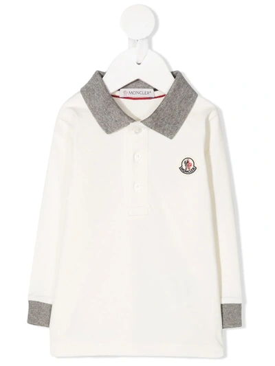 Shop Moncler Logo Patch Polo Shirt In White