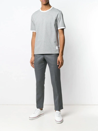 Shop Thom Browne Ringer T-shirt In Grey