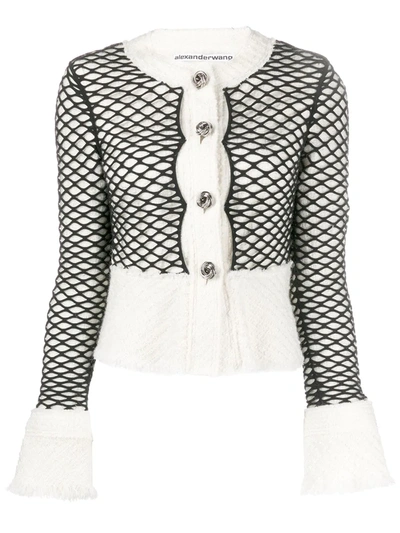 Shop Alexander Wang Layered Mesh Cropped Jacket In White