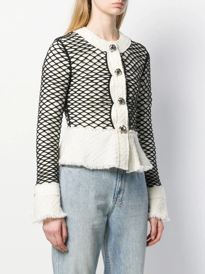 Shop Alexander Wang Layered Mesh Cropped Jacket In White