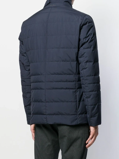 Shop Herno Buttoned Up Padded Jacket In Blue