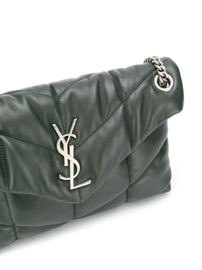 Shop Saint Laurent Loulou Puffer Shoulder Bag In Green