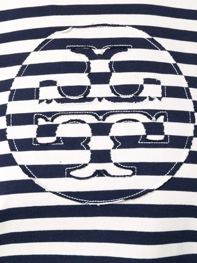 Shop Tory Burch Striped Logo Patch T-shirt In Blue