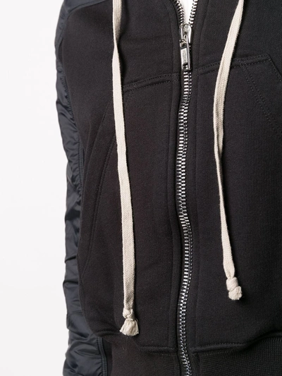 Shop Rick Owens Drkshdw Drawstring Zip Hoodie With Contrasting Textures In Black