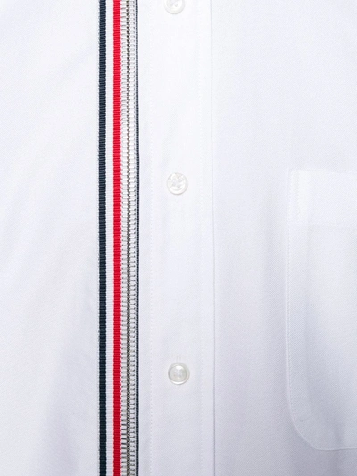 Shop Thom Browne 4-bar Zip-front Oxford Shirt In White