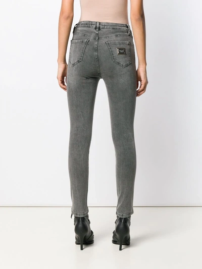 Philipp Plein Crystal-embellished High-waisted Jeans In Grey