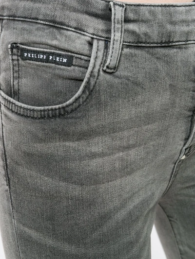 Philipp Plein Crystal-embellished High-waisted Jeans In Grey