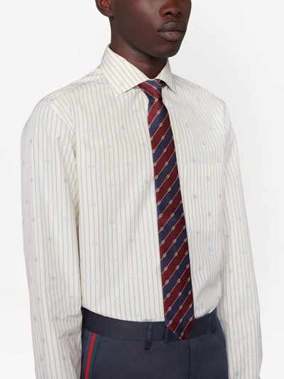 Shop Gucci Interlocking G Silk Jacquard Tie In Blue
