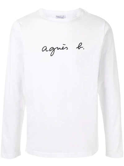 Shop Agnès B. Logo-print Cotton T-shirt In White