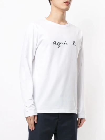 Shop Agnès B. Logo-print Cotton T-shirt In White