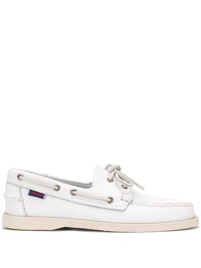 Sebago Portland Boat Shoes Eyelet Detailing In White