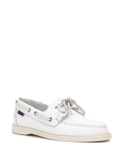 Sebago Portland Boat Shoes Eyelet Detailing In White