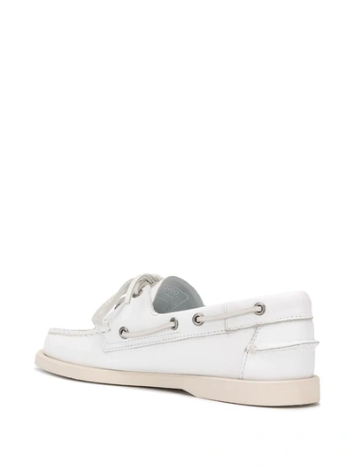 Sebago Portland Boat Shoes Eyelet Detailing In White