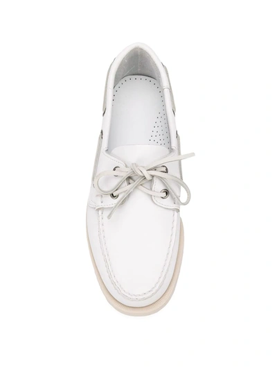 Sebago Portland Boat Shoes Eyelet Detailing In White
