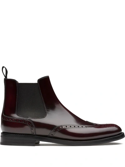 Church's Monmouth Wg Leather Ankle Boots In Red