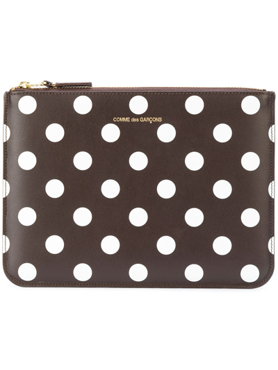 Shop Gucci Polka Dot Print Pouch Wallet In Brown