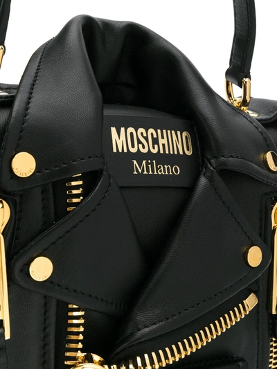 Shop Moschino Biker Shoulder Bag In Black