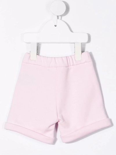 Shop Balmain Logo-embossed Button Shorts In Pink