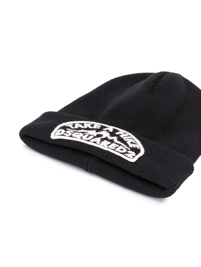 Shop Dsquared2 Embroidered Logo Beanie In Black