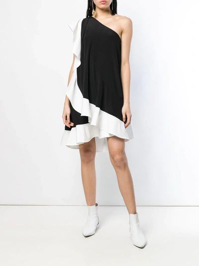 Shop Givenchy One Shoulder Ruffle Dress In Black