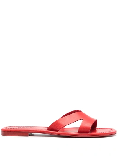 Shop Kenzo Strap Design Flat Sandals In Red