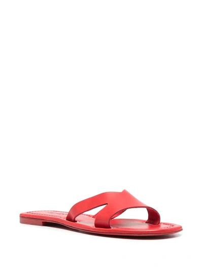 Shop Kenzo Strap Design Flat Sandals In Red