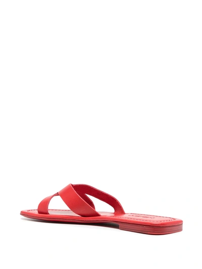 Shop Kenzo Strap Design Flat Sandals In Red