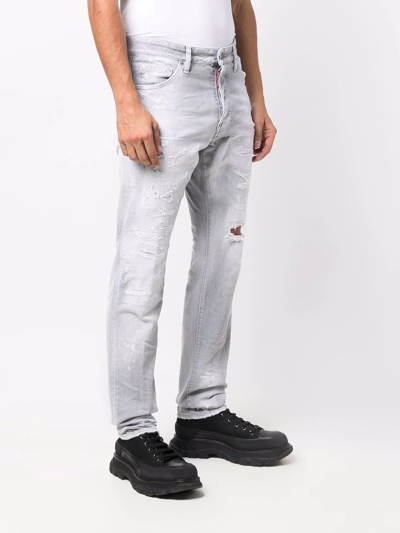 Dsquared2 Mid-rise Distressed Jeans In Grey