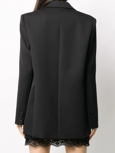 Shop Magda Butrym Satin Lapel Blazer In Black