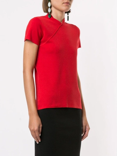 Shop Shanghai Tang Knitted Qipao Top In Red