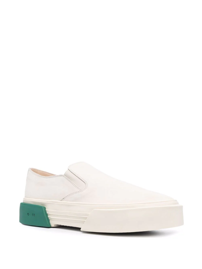 Shop Oamc Round-toe Low-top Sneakers In White