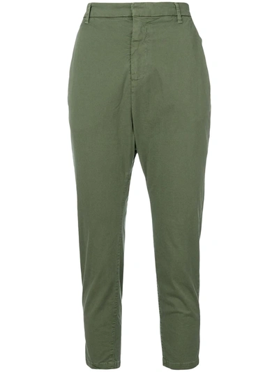 Shop Nili Lotan High Waisted Cropped Trousers In Green