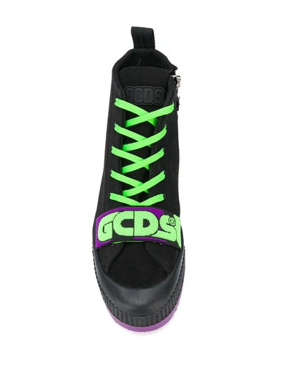 Shop Gcds Logo Strap High-top Sneakers In Black