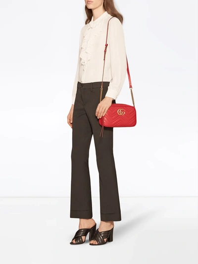 Gucci Marmont Small Matelassé Shoulder Bag In Red
