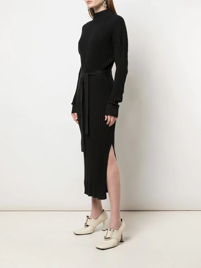 Shop Proenza Schouler Ribbed High-neck Fitted Dress In Black