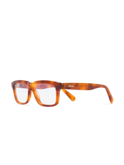 Shop Brioni Tortoiseshell Glasses In Brown