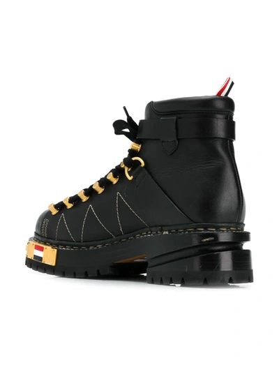 Shop Thom Browne Rwb-detail Vitello Hiking Boots In Black