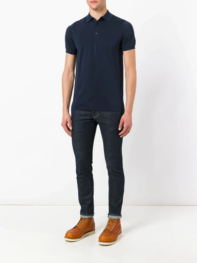 Aspesi Buttoned Short-sleeved Polo Shirt In Blue