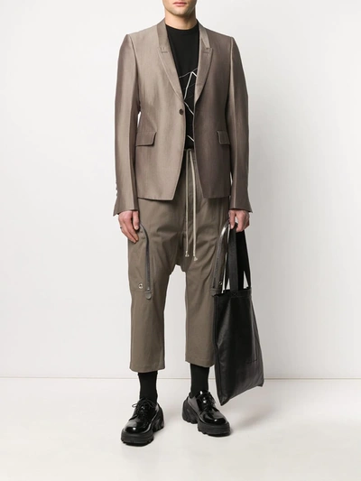 Shop Rick Owens Fitted Single Breasted Blazer In Grey