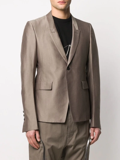 Shop Rick Owens Fitted Single Breasted Blazer In Grey