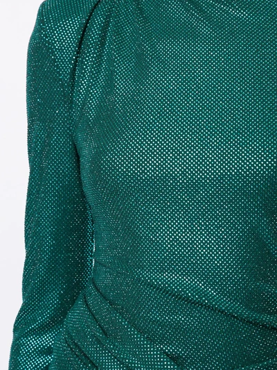 Shop Alexandre Vauthier Microcrystal High Neck Bodysuit In Green