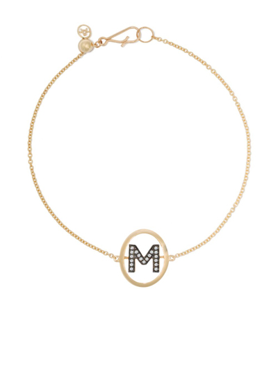 Shop Annoushka 18kt Yellow Gold Diamond Initial M Bracelet In 18ct Yellow Gold