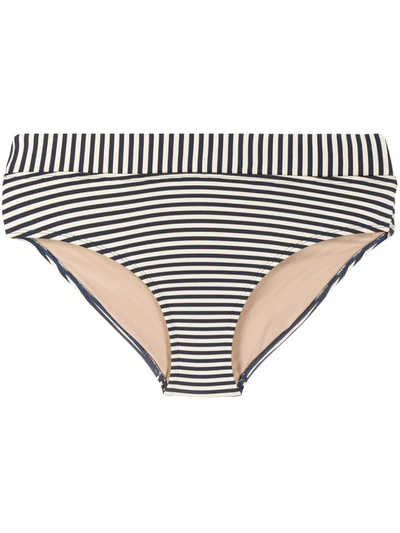 Shop Marlies Dekkers Striped Fold-down Style Bikini Bottoms In Blue