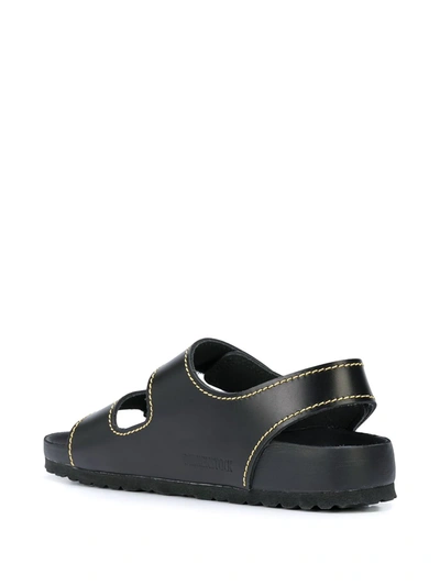 Proenza Schouler + Birkenstock Arizona Topstitched Glossed-leather Sandals In Black