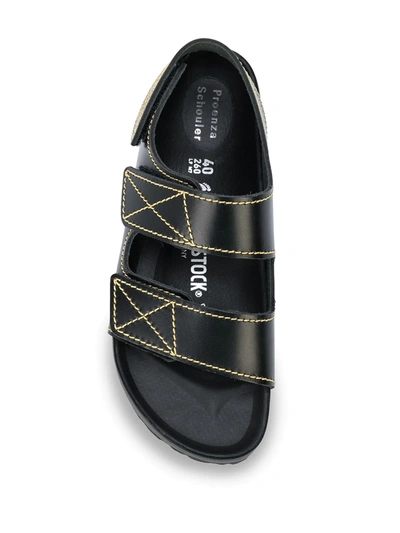 Proenza Schouler + Birkenstock Arizona Topstitched Glossed-leather Sandals In Black