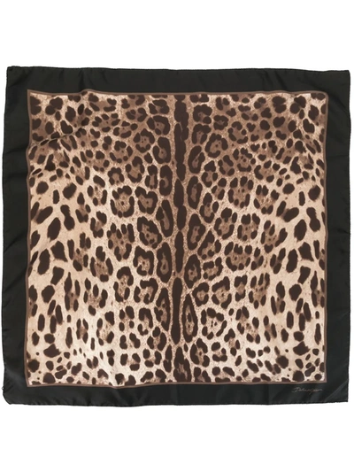Shop Dolce & Gabbana Leopard-print Silk Scarf In Black